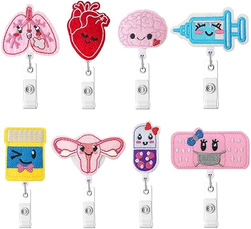 Miniatura 6 de Clip de carrete de insignia de tela de fieltro soporte de tarjeta de identificación retráctil de 360 para médicos enfermeras profesores estudiantes