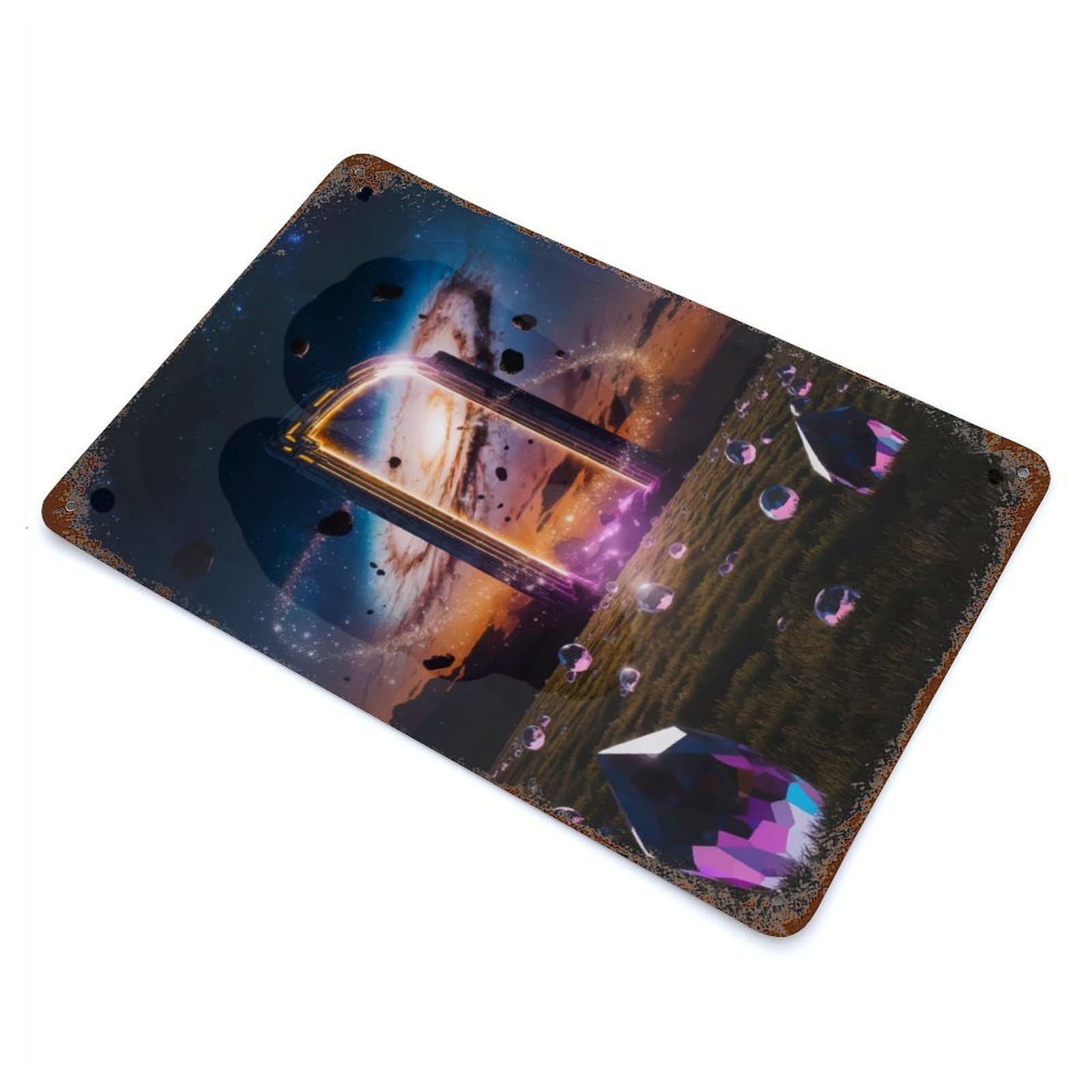 Cosmic Gateway Rustic Tin Plaque 11.8"x7.9", Industrial Home Decor for Pub, Kitchen And Man Cave Decor