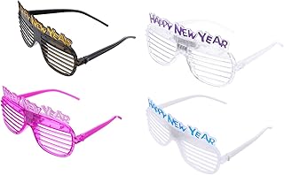 4 Pçs Óculos De Sol De Férias Acessório Escuro Luminoso Para Decorações LED Óculos Engraçados Barra Aleatória Feliz Adereços Luz Do Ano Foto Brilho Véspera Com Obturador Favores