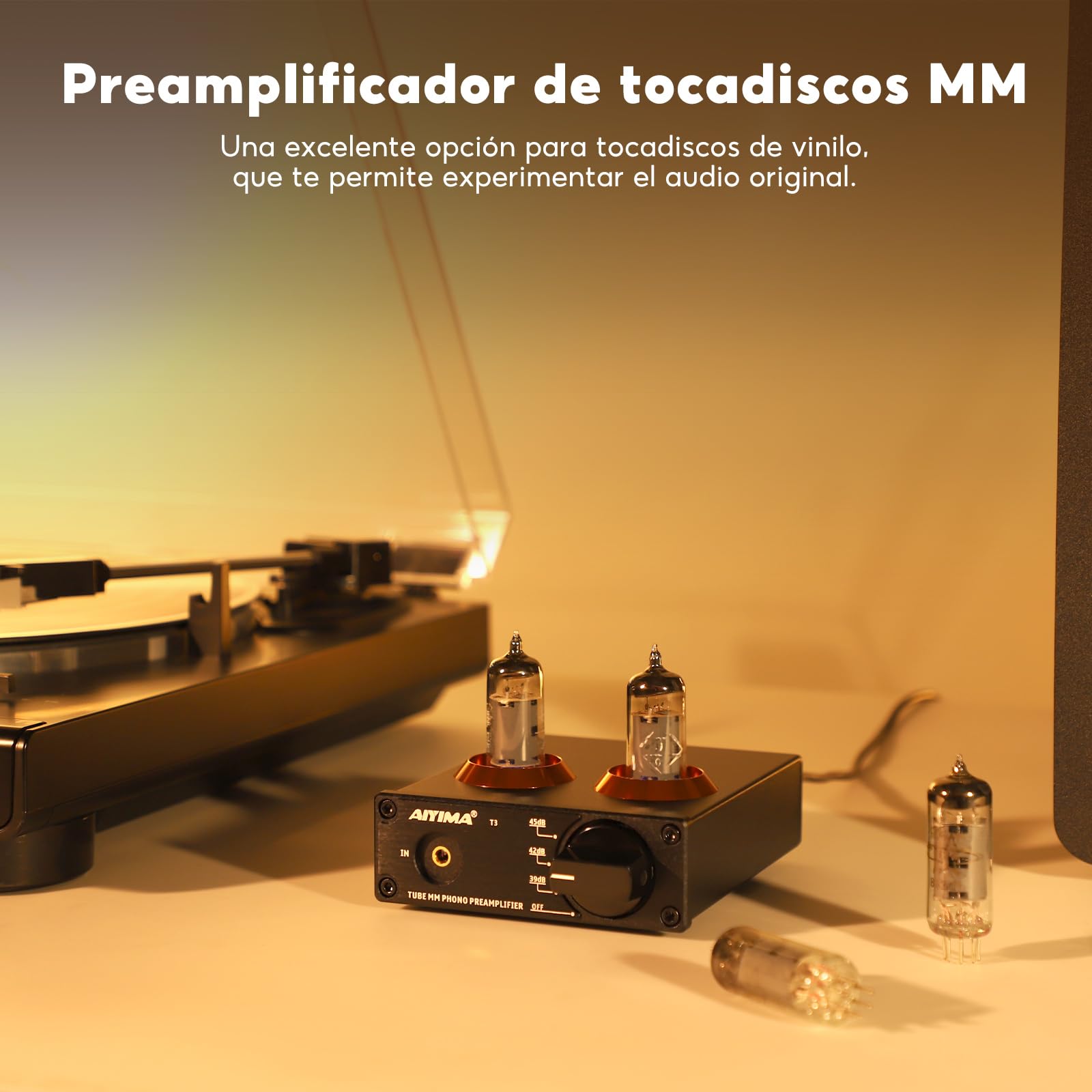 AIYIMA T3 Tube MM Phono Preamplifier Preamplificador de alta fidelidad con ganancia Preamplificadores de audio estéreo para tocadiscos Phono Audiophile/Record Player