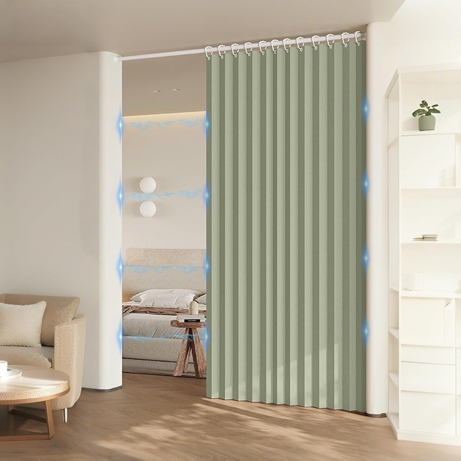 Anpassbar Badezimmer aus wasserdicht beschwerer duschvorhang,faltbar Vorhang dusche,für Badewanne Bad Schlafzimmer-Matcha Green- 200x180cm