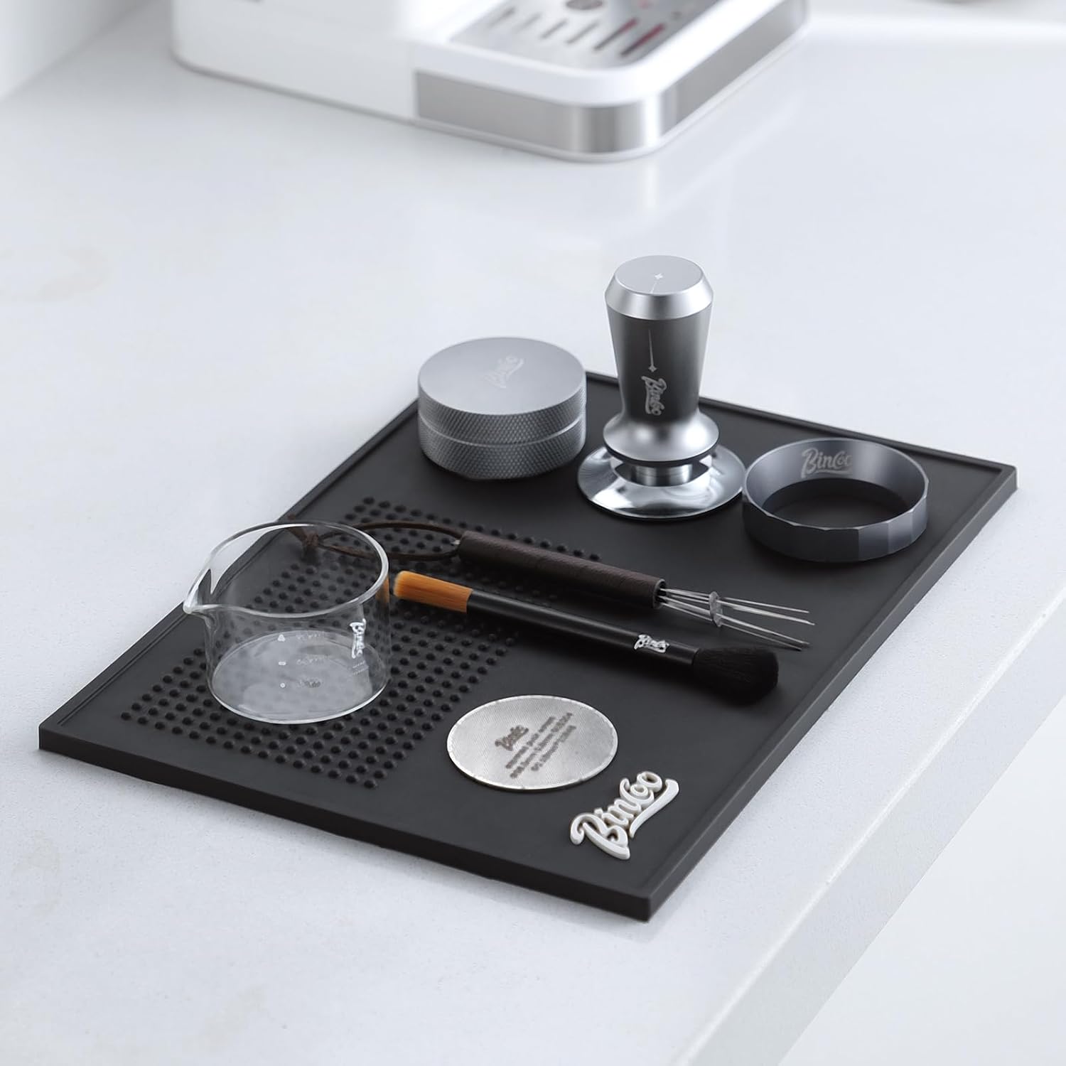 Espresso Tamping Mat - Thick Silicone Tamper Mat Coffee Bar Mat, Non-slip Coffee Tamper Holder Pad for Baristas Home