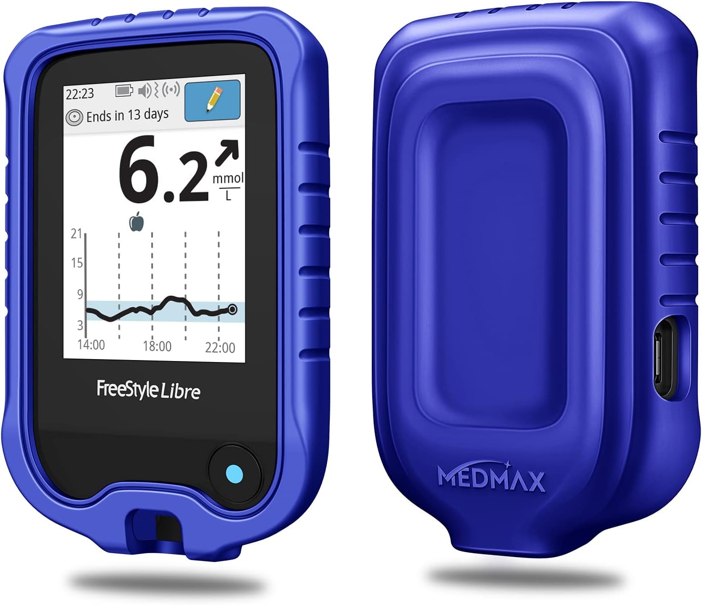 MEDMAX Silicone Case for Freestyle Libre 3 2 / Libre Reader, Lightweight Shockproof Anti Slip Protective Cover Soft Gel Skin with Raised Bezel (Navy)