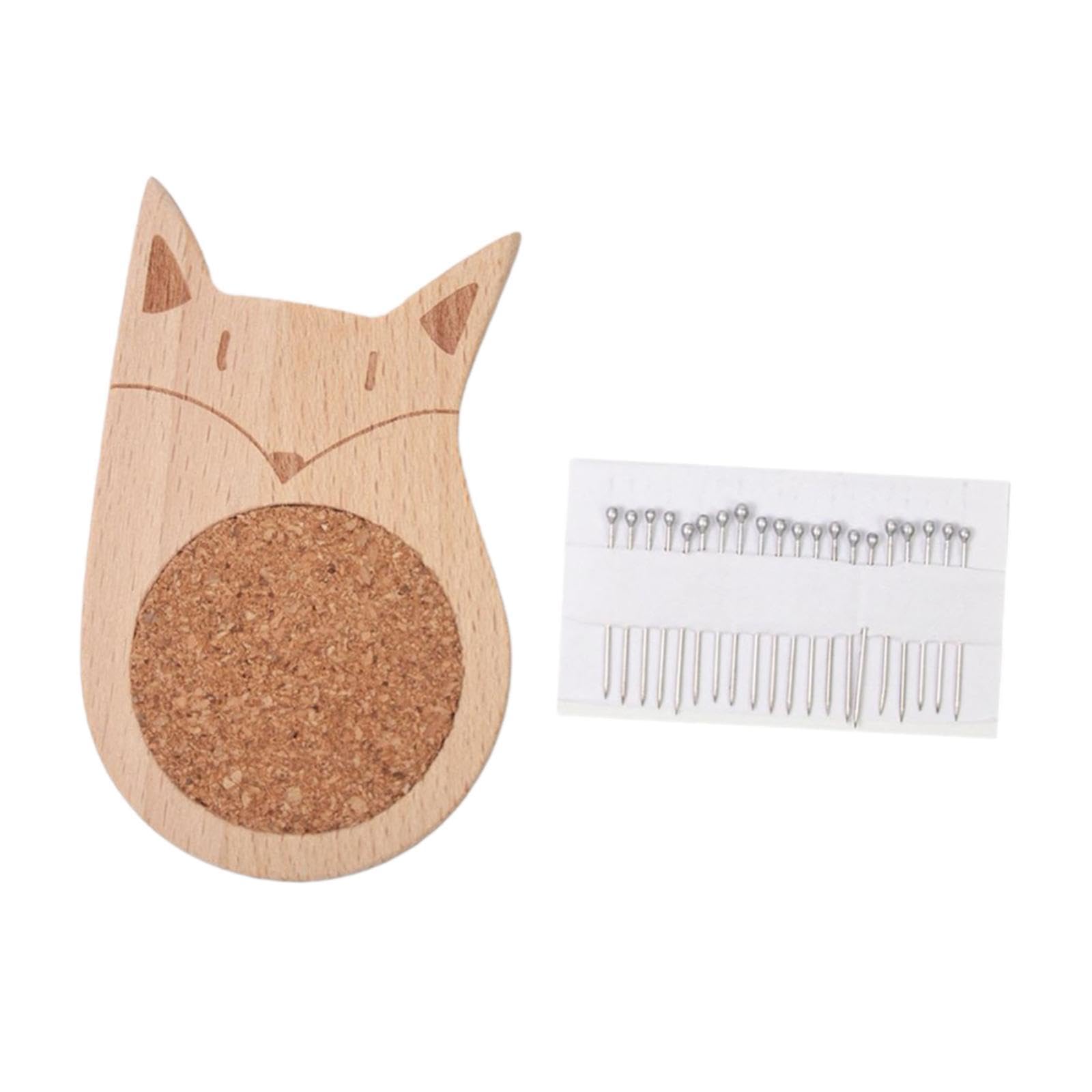 SM SunniMix Pin Cushion Sewing Needle Cushion Holder Wooden Base Lightweight DIY Crafts Pincushion for Needlework Home Use, Fox