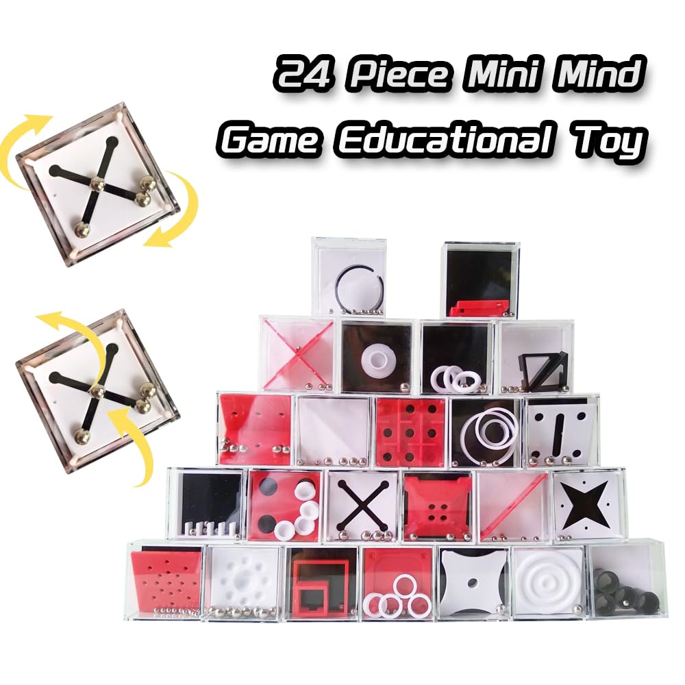 OBEST 24 Pieces Intelligence Game Toy, Mini Balanced Labyrinth Game Puzzle Boxes, Suitable for Challenging and Relieving Educational Skills of Children Gifts - Image 2