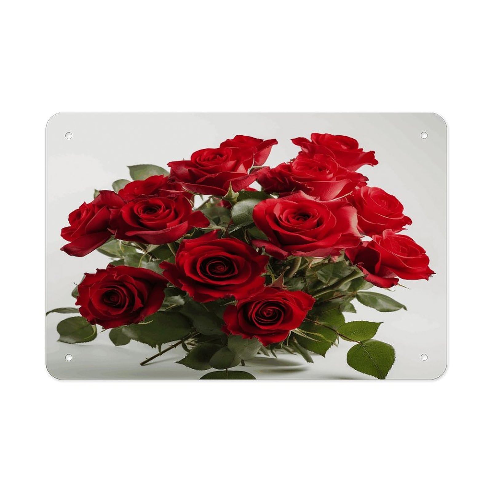 Fekiloot Style Fresh Red Roses Metal Signs Wall Art Tin Sign