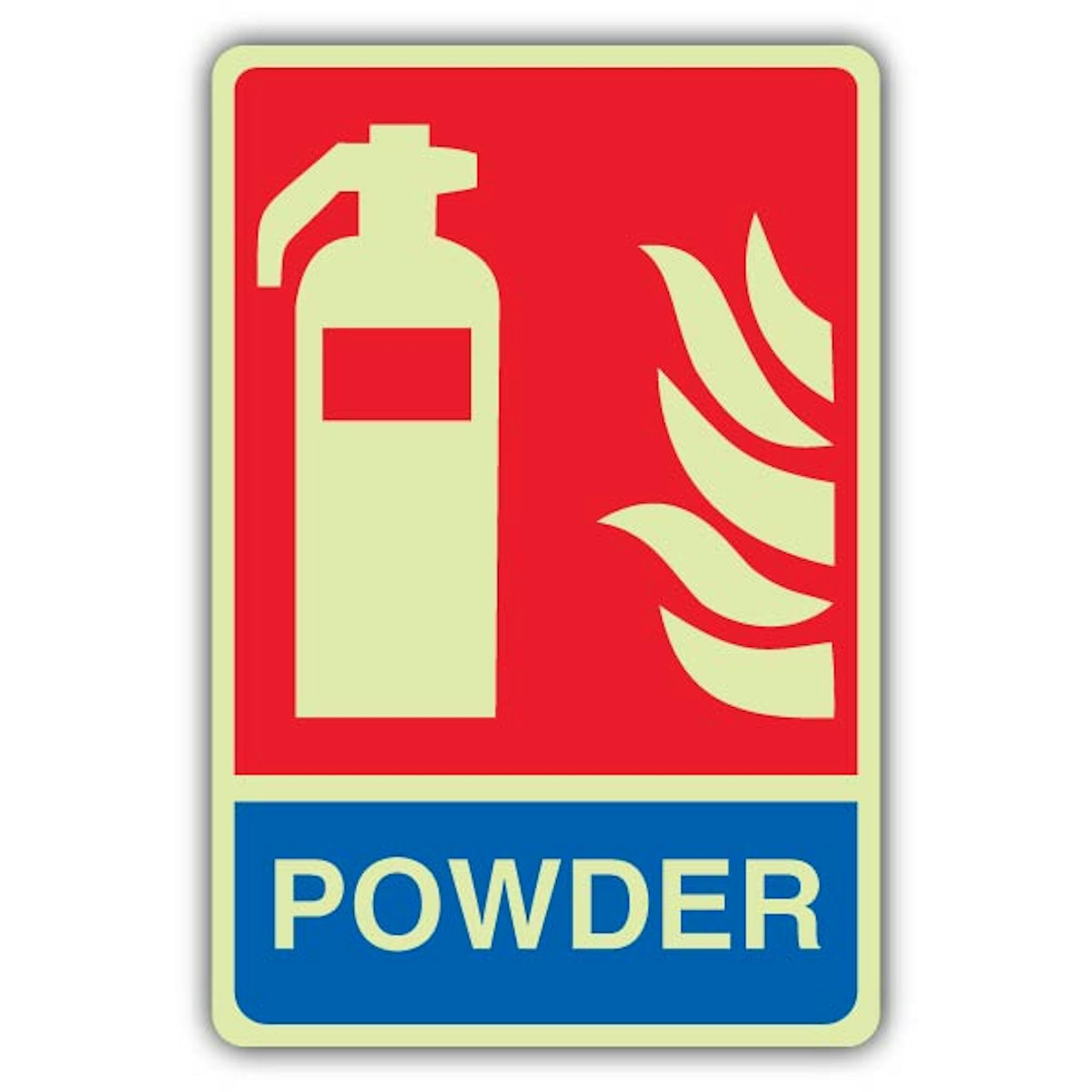 V Safety Glow In The Dark General Powder Fire Extinguisher Sign - 150 x 225 mm - Made From Triple Glow Rigid Plastic - Fire Safety Signage - Made in Britain