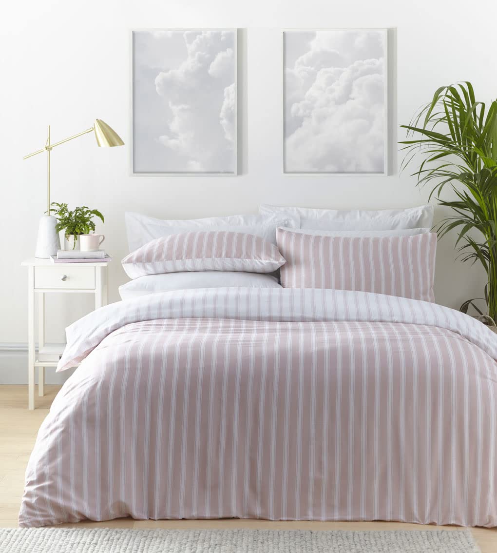 Homemaker Bedding (King) Stripe Duvet Set Quilt Cover Blush Bedding Pink