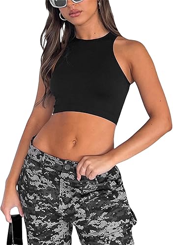 Miniatura 2 de Y2K - Camiseta sin mangas para mujer diseño de hadas grunge camiseta corta sin mangas color liso ajustada camiseta