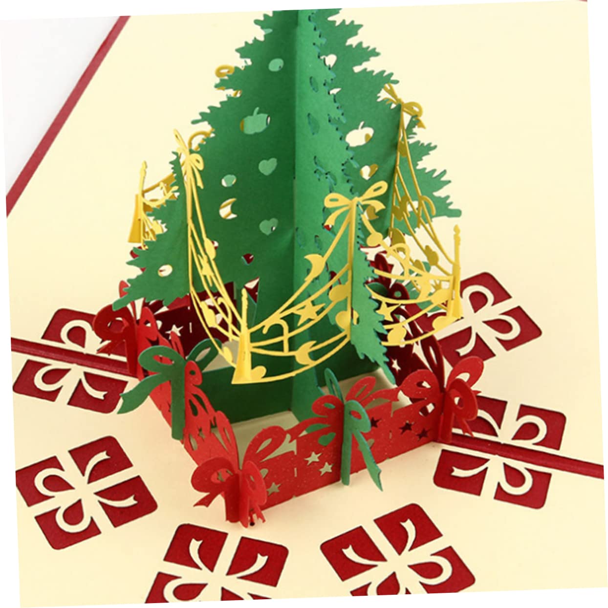 Lurrose 10 Stück 3D Grußkarten Weihnachtskarten Weihnachtsgrußkarten Weihnachtskarte Nachricht 3D Weihnachtskarten Pop Up Karten Weihnachtsbaumkarte Postkartenkarten Pop Up Grußkarten