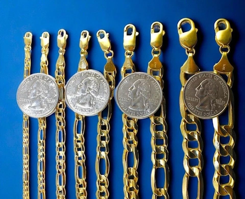 14K Yellow Gold SOLID Figaro Necklace Chain Bracelet Men Women Jewelry 4.2g | 4mm | 8 Inches | MADE IN ITALY - Image 6