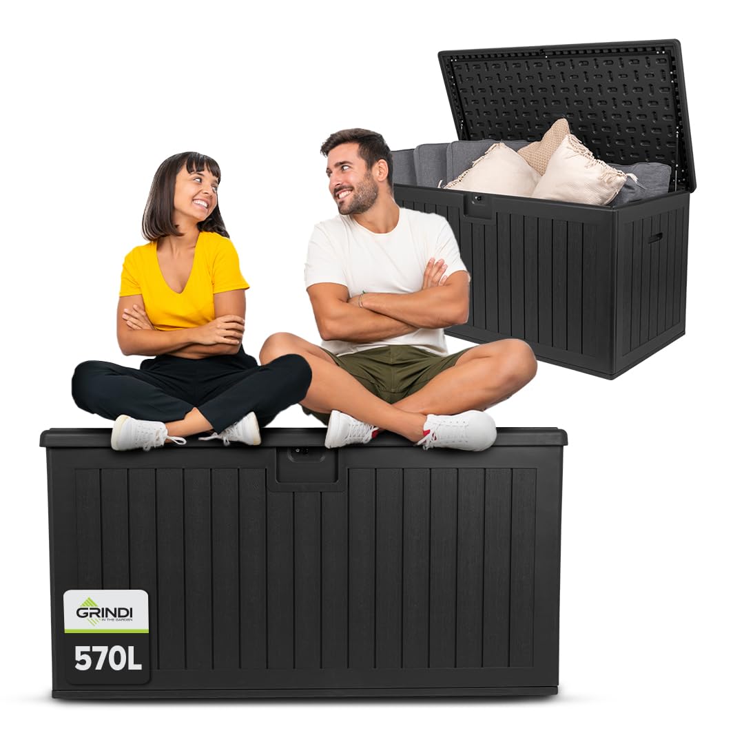 Gartenbox 570 L Auflagenbox Treeline Kissenbox Gartenmöbel Balkonmöbel | Auflagenbox wasserdicht - Kissenbox Outdoor wasserdicht - Aufbewahrungsbox mit Deckel Garten - Geräteschuppen Garten Zubehör
