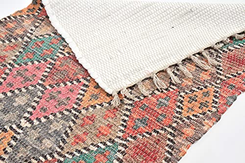 Image of HOMADORN Handmade Sustainable Printed Modern Dhurrie /Rugs /Carpet upcycled from Scrap Fabric for Living Room /Bedside Runner for Enhanced Decor (2x5 feet)