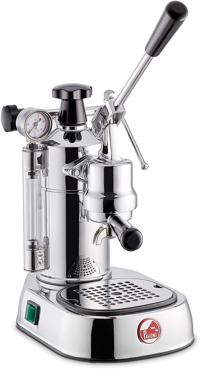 La Pavoni PC-16 Professional Espresso Machine - 16-Cup Capacity Lever Espresso Maker - Chrome Finish- Solid Brass 38oz Boiler - Dual Frothing Systems & Mounted Pressure Gauge - Made in Italy - Image 1 of 7