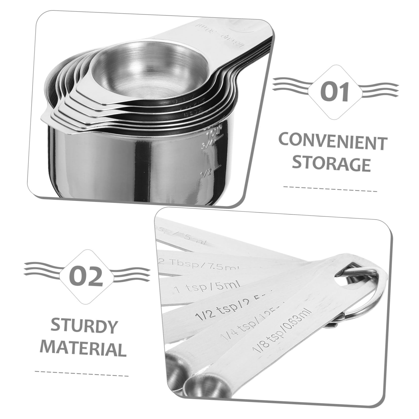 COLLBATH Lot De 2 Ustensiles De Mesure De Cuisine Tasses À Mesurer Ustensiles De Cuisine Ingrédients Laitiers Tasse À Mesurer Cuillères À Soupe Cuillère À Soupe Acier