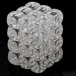 Chessex DND Dice Set D&D Dice-12mm Translucent Clear and White Plastic Polyhedral Dice Set-Dungeons and Dragons Dice Includes 36 Dice â€“ D6, (CHX23801)
