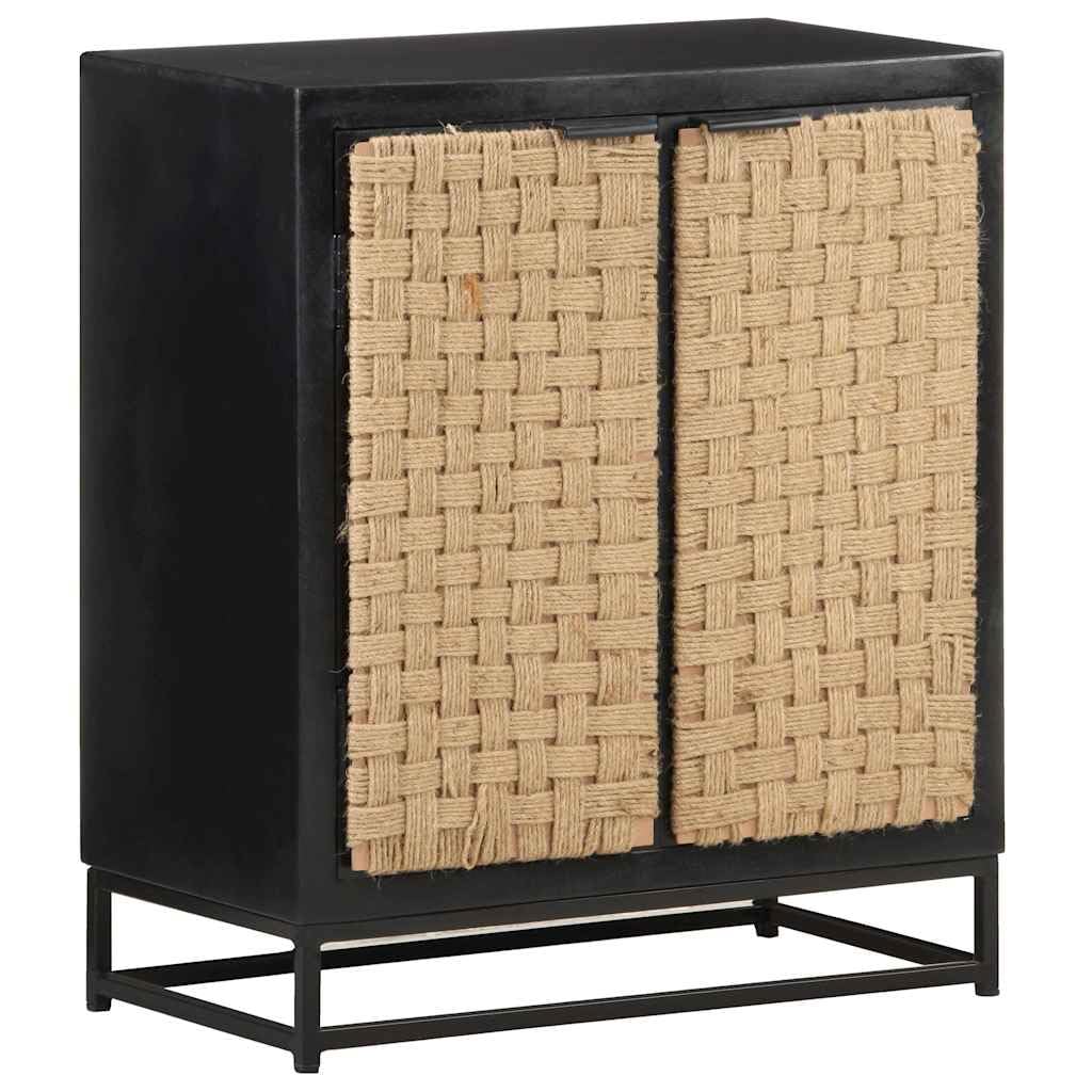 Buffet 60 x 35 x 70 cm en bois massif de mangue, commode, noir