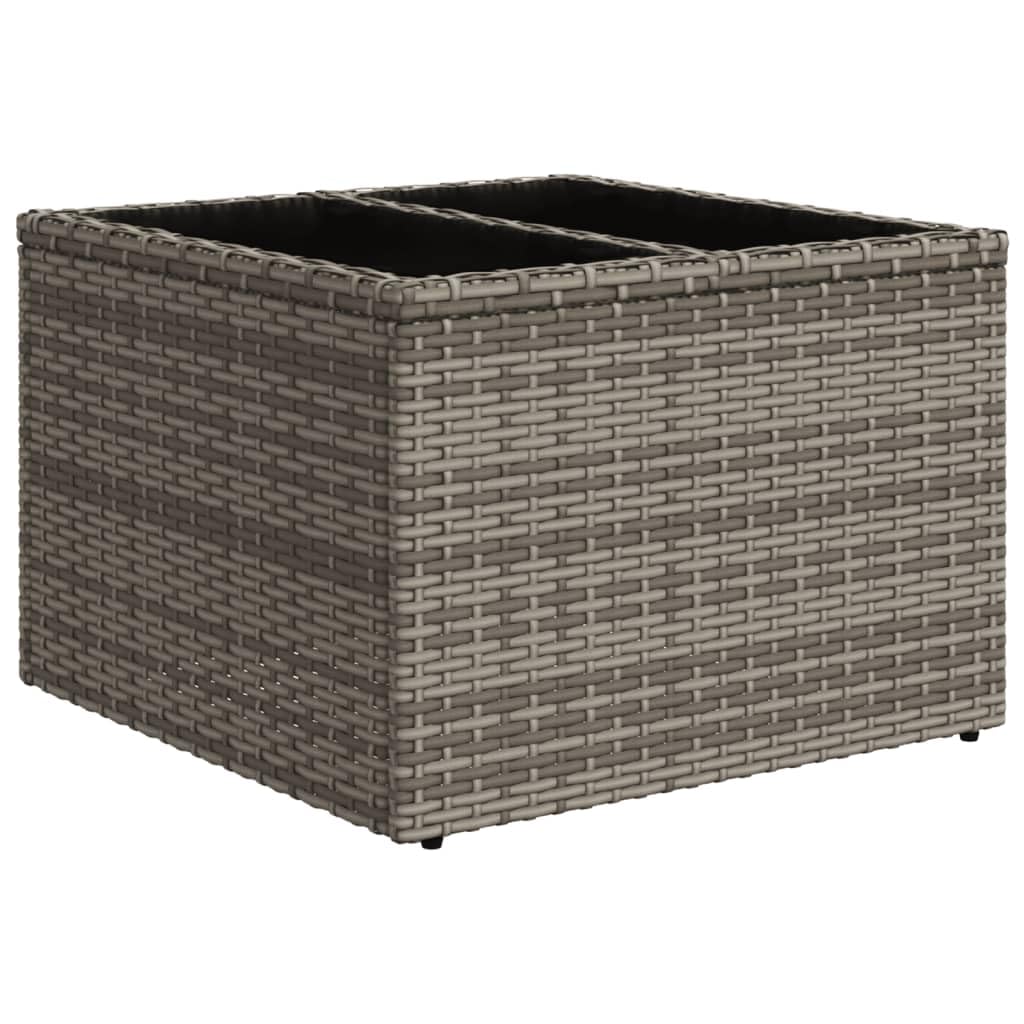 vidaXL Table de Jardin Dessus en Verre, Table à Manger, Table de Repas, Meuble de Patio Cour Terrasse Extérieur, Gris Résine Tressée