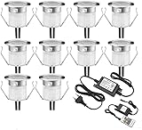 10er RGBWW 0.6W LED Bodeneinbauleuchten Ø31mm (4 in 1) Einbaustrahler LED DC12V Boden Licht IP67 Wasserdicht Einbauleuchten Außen Terrasse Garten Led Lampe