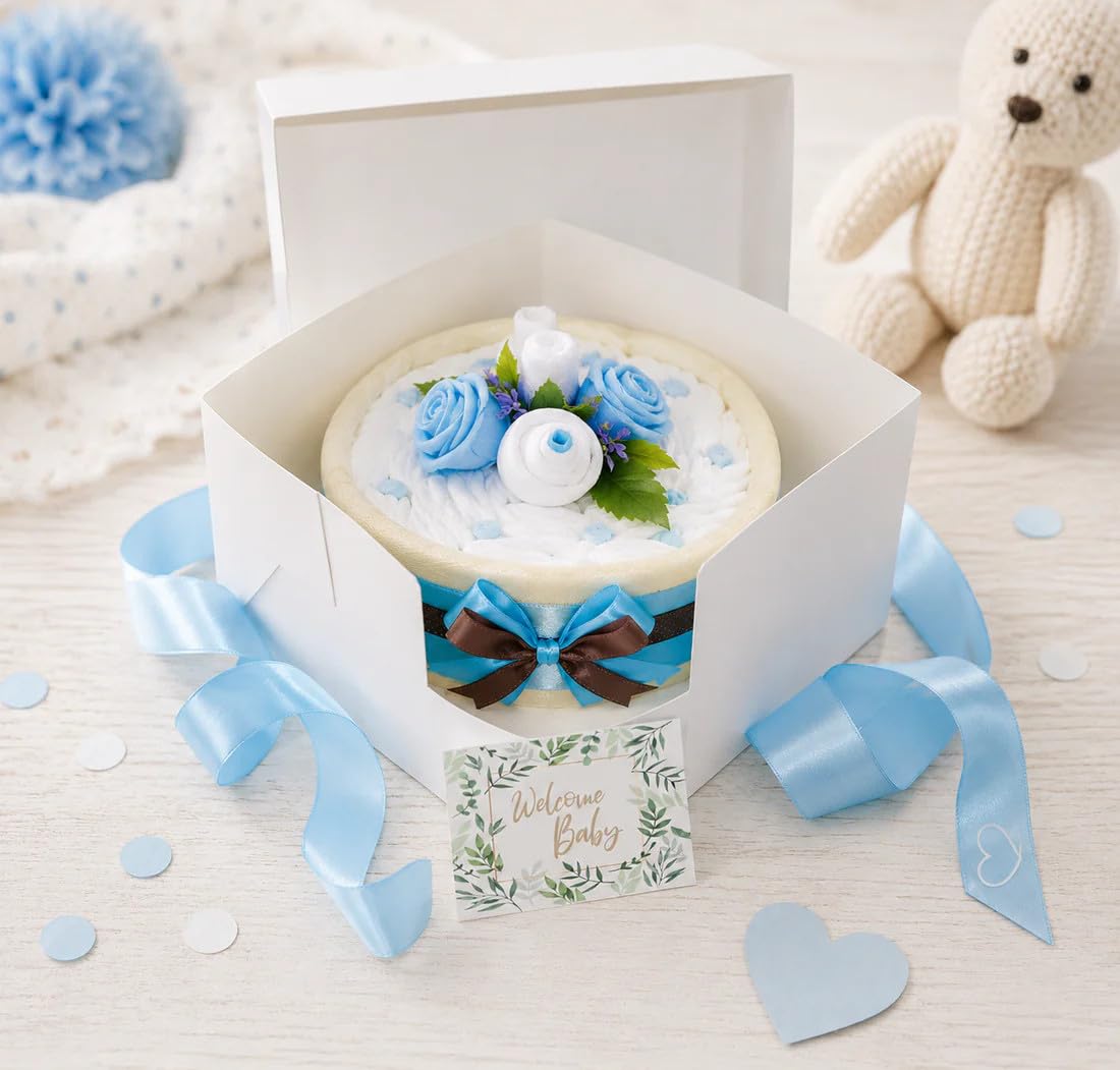 Windeltorte CAKEBOX für Jungen blau | Geschenk für Jungs zur Geburt Babyparty Babyshower (blau)