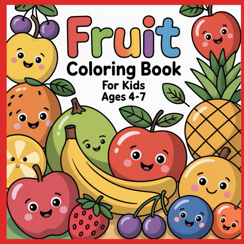 Fruit Coloring Book for Kids Ages 4–7: Simple and Fun Fruit Coloring Pages for Young Kids