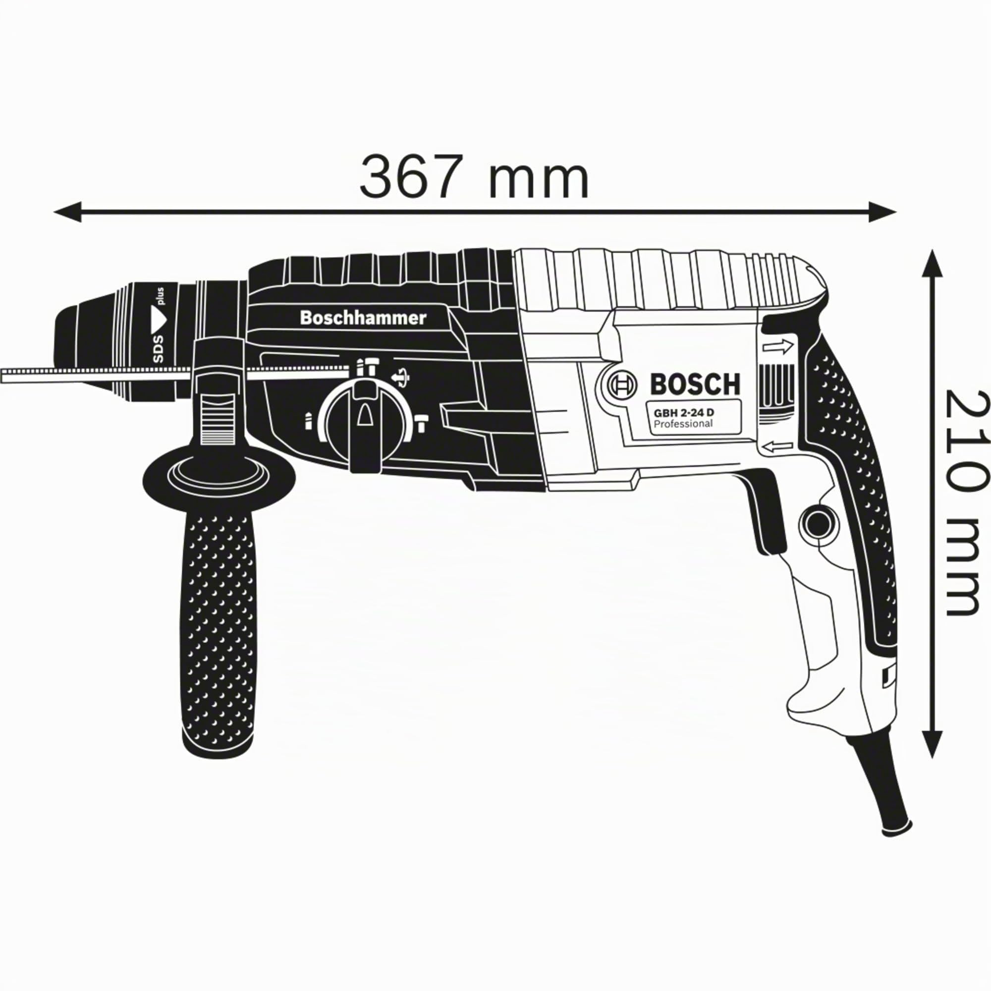 Bosch Professional Martello perforatore GBH 240 (con SDS plus, 790 W, incl. impugnatura supplementare, asta di profondità 210 mm, valigetta)