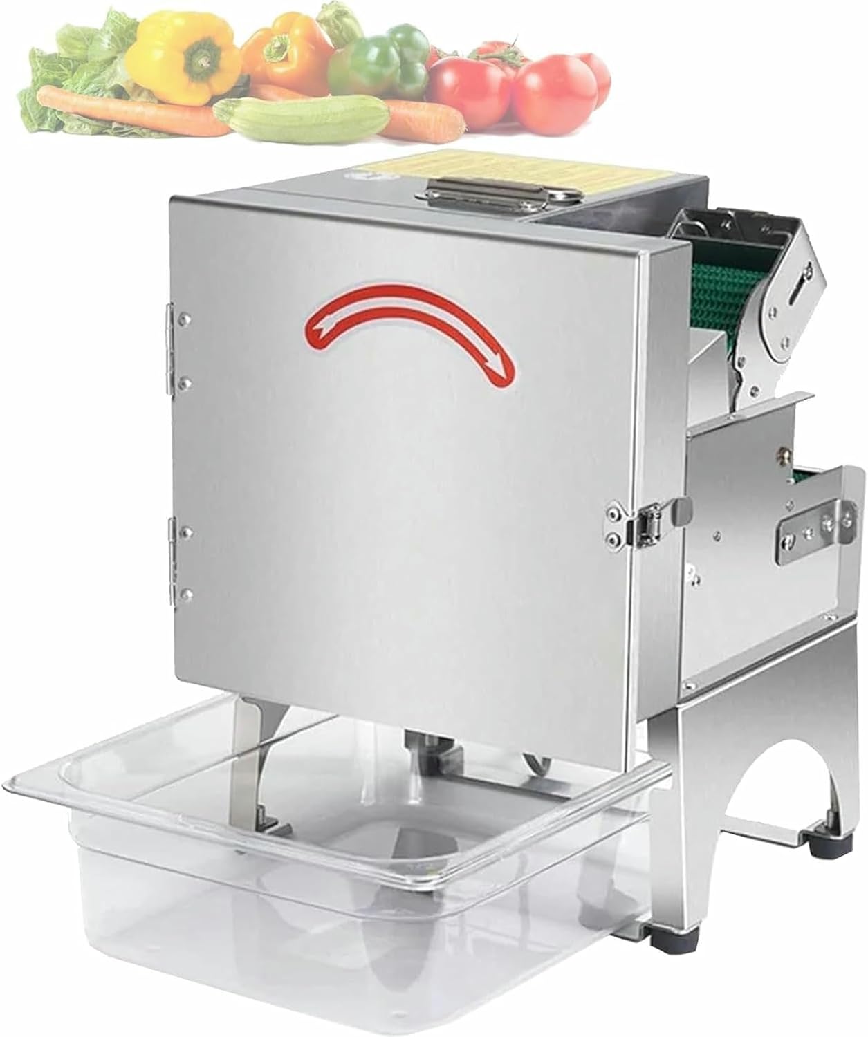 Commercial Vegetable Chopper, Electric Cutter, Industrial Slicer Stainless Steel Onion with Conveyor Belt, Adjustable Thickness for Veggie Tomato Lemon Potato