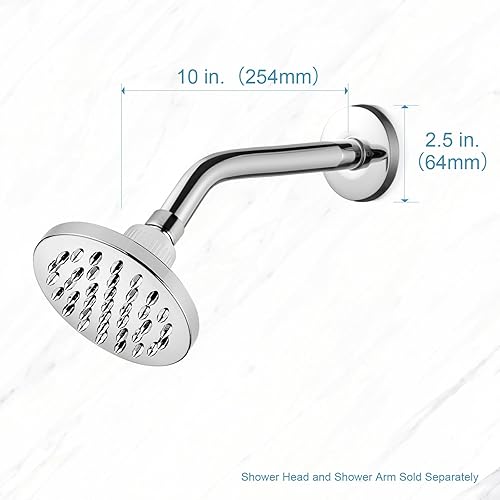 Miniatura 122 de OFFO Brazo de ducha con brida, 6 pulgadas de níquel cepillado para montaje en pared, ángulo de repuesto para cabezal de ducha fijo y cabezal