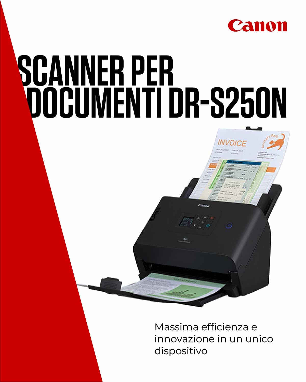 Canon imageFORMULA DR-S250N Scanner Documenti LAN Gigabit USB 3.2 Alimentatore 60 Fogli 50 Pagine/min CaptureOnTouch