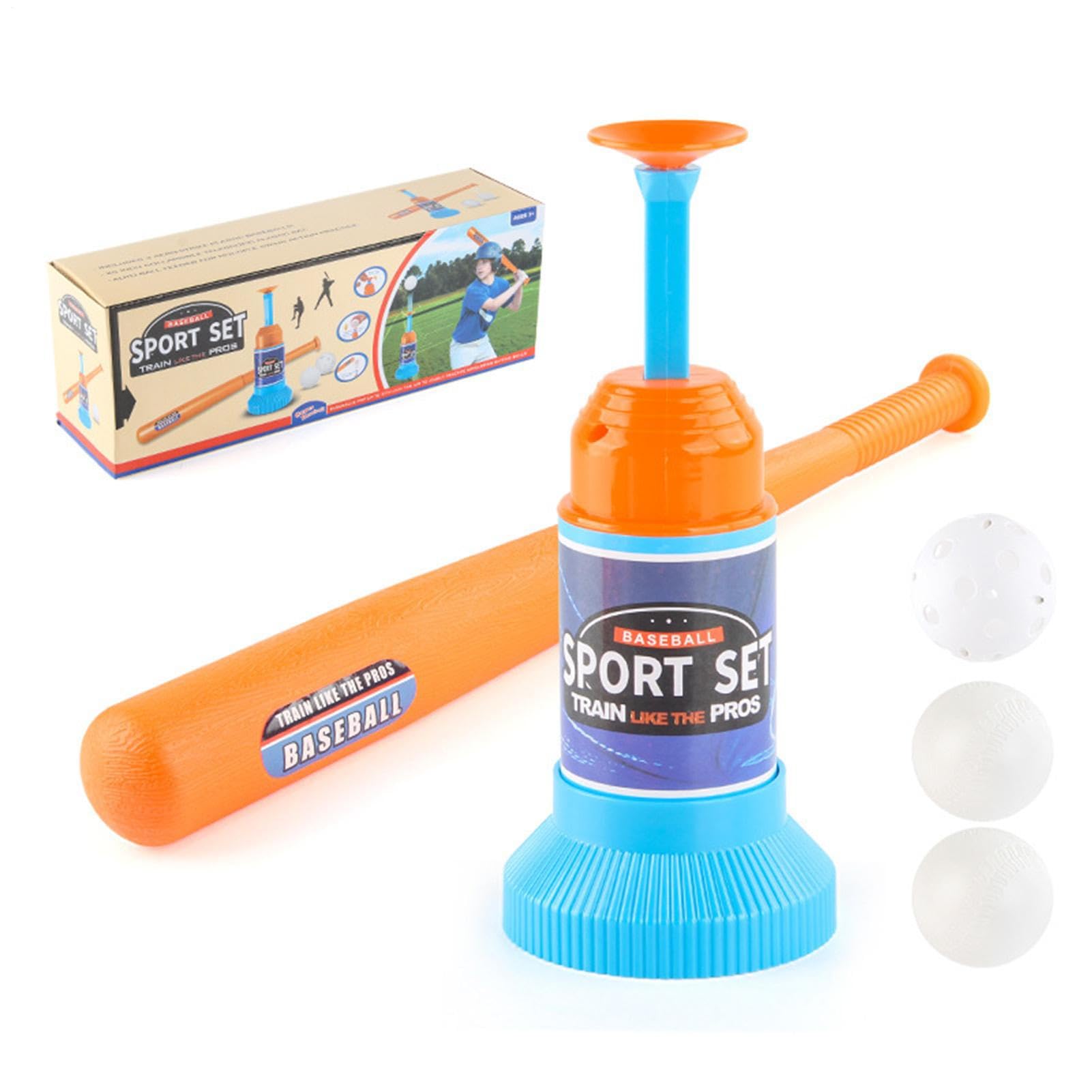 Baseball Set - 22.8 Inch Sporty Kids Baseball Bat | Automatic Ball Launcher Starter - Durable Foam Design For Beginners This Lightweight ABS Set Improves Motor Skills During Sports