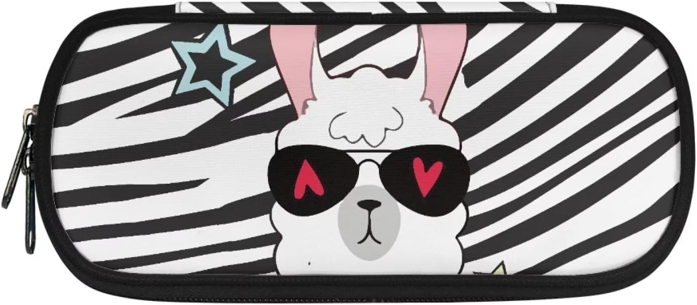 Talayituse Funny Alpaca Print Large Capacity Pencil Case with Compartment, Stationery Pencil Bag for School Office College Adult Girls Boys