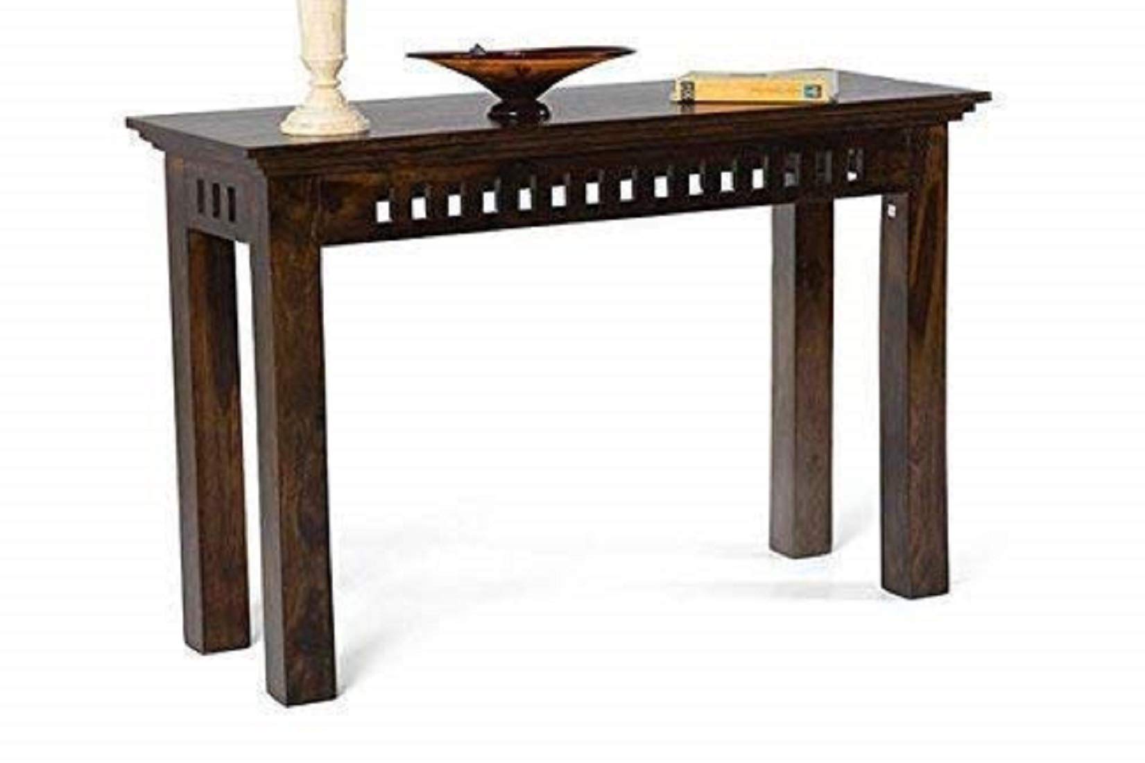 Sheesham Wood Console Tables for Living Room Entrance Hallway Study Table Wooden Computer Desk for Office Writing Work Table Home (Walnut Finish)-image-0