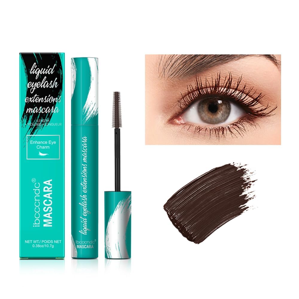 SWEIBrown Liquid Eyelash Extensions Mascara Volume and Long | Waterproof, Smudge-proof Enhance Eye Cham Mascara | No Flaking or Clumping, Liquid Lash Extension Brown Mascara for Stunning Eyes