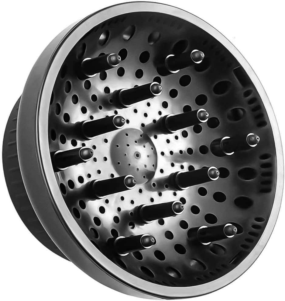 Nuonove Black Hair Dryer Diffuser, 1.4-2.4 Inch Blow Dryer, Suitable for Curly Hair, Professional Attachment, Honeycomb Outlets, ABS Material