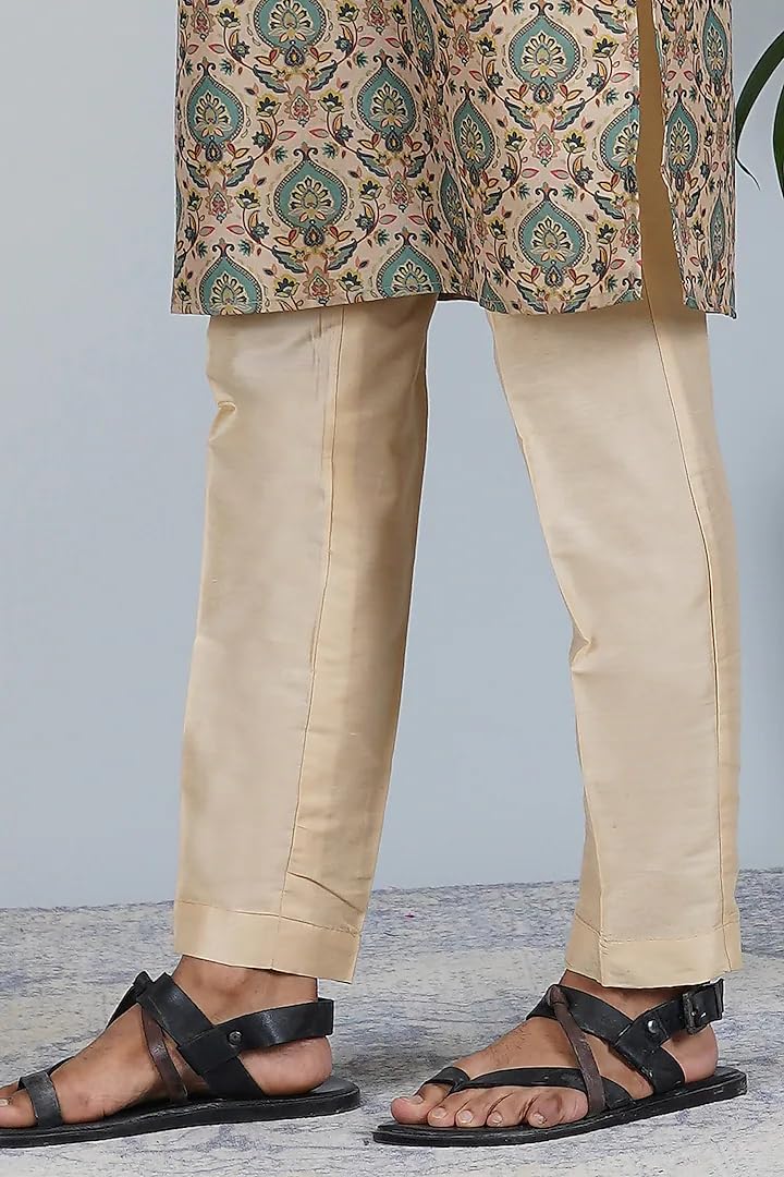 Lookmark Men's Cotton Blend Printed Long Kurta Suitable For All Indian Wedding, Occasions, And Festivals (Az-Lm-Og-Kurta 17-Xxl) Green