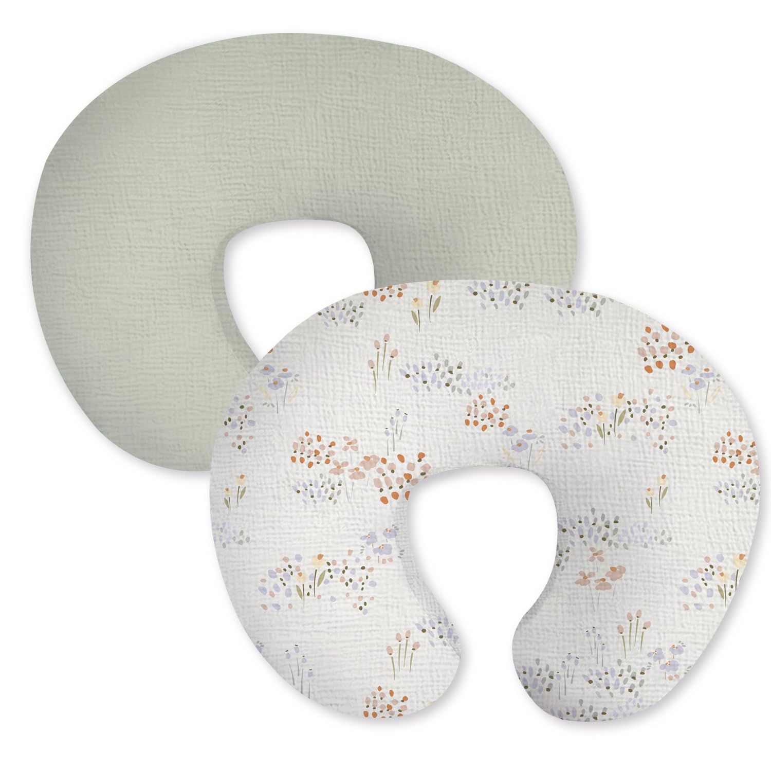 Little Grape Land 100% Cotton Muslin Nursing Pillow Covers 2 Pack, (Dew)