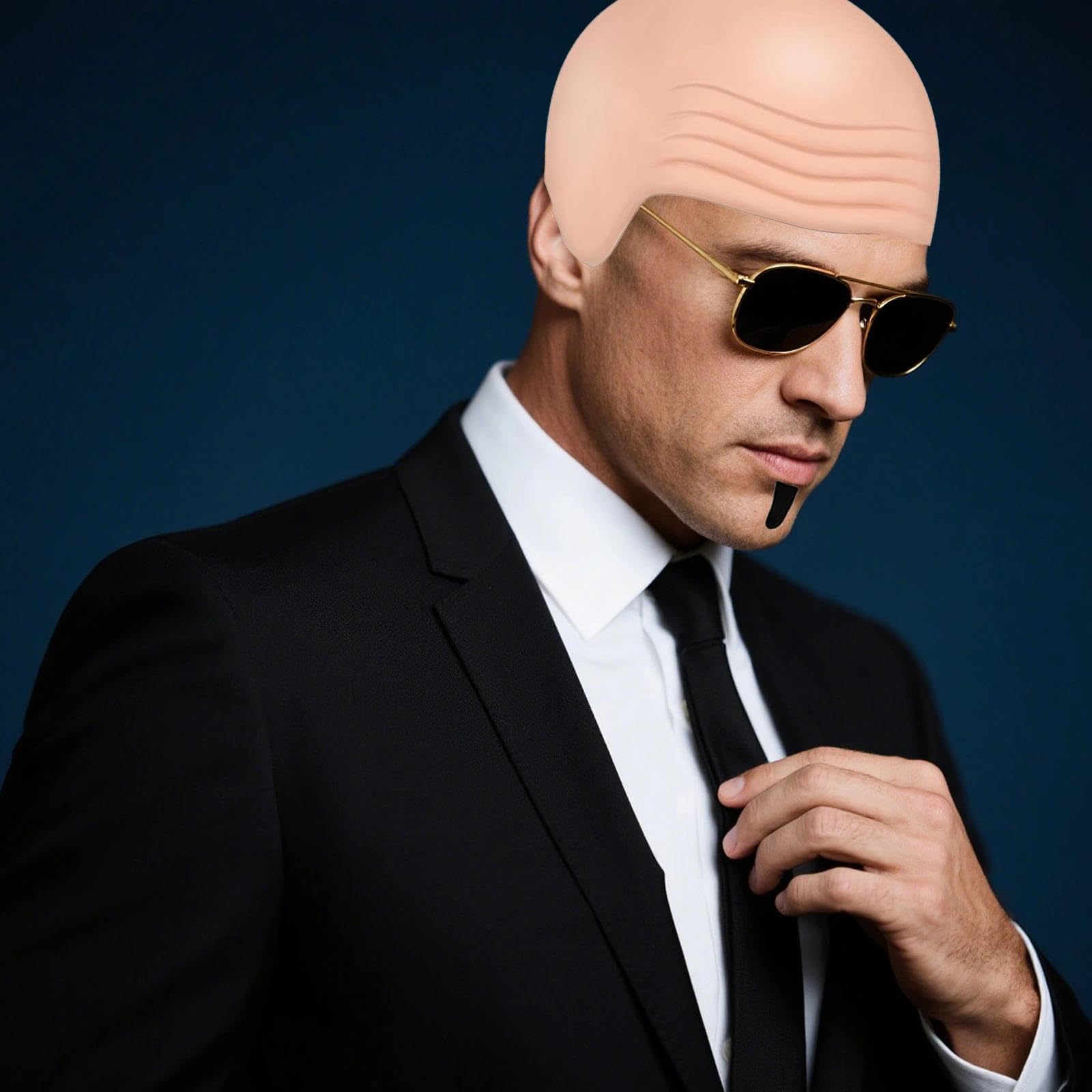 VPB Fancy Dress Costume Set, Bald Cap, Black Sunglasses & Soul Patch - Image 2