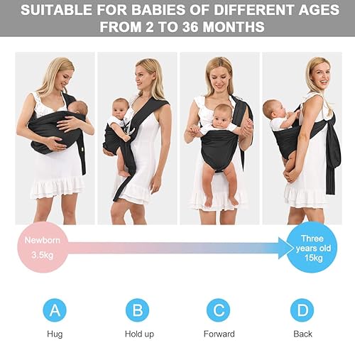 Miniatura 3 de Anillo portabebés, portabebés suave para bebés recién nacidos, diseño ergonómico, correa de abrazo para recién nacidos, correa multifuncional