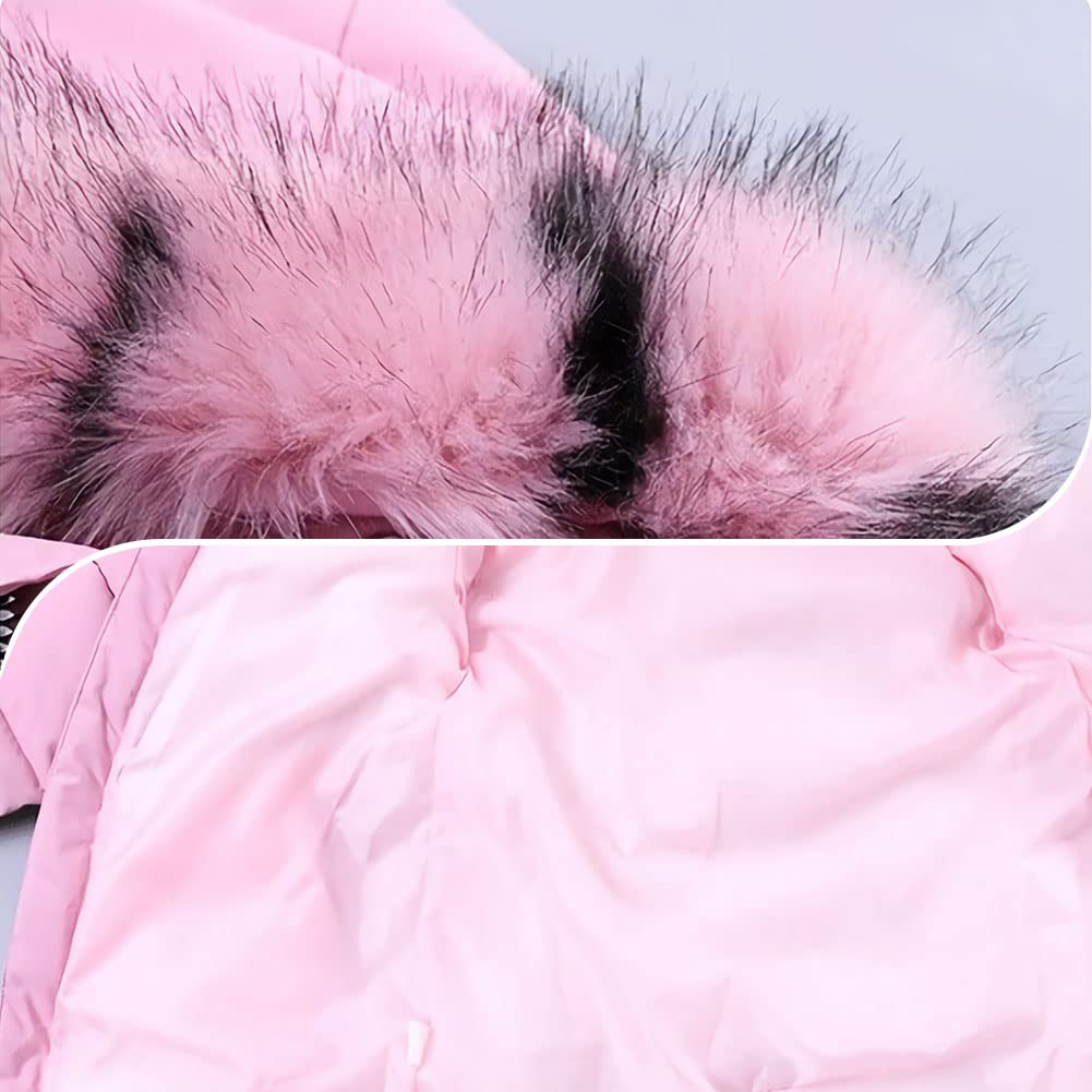 Mädchen Winterjacke mit Abnehmenbarer Fellkapuze Kinder Wintermantel Kälteschutz Warm Verdickte Daunenjacke Daunenmantel Parka…