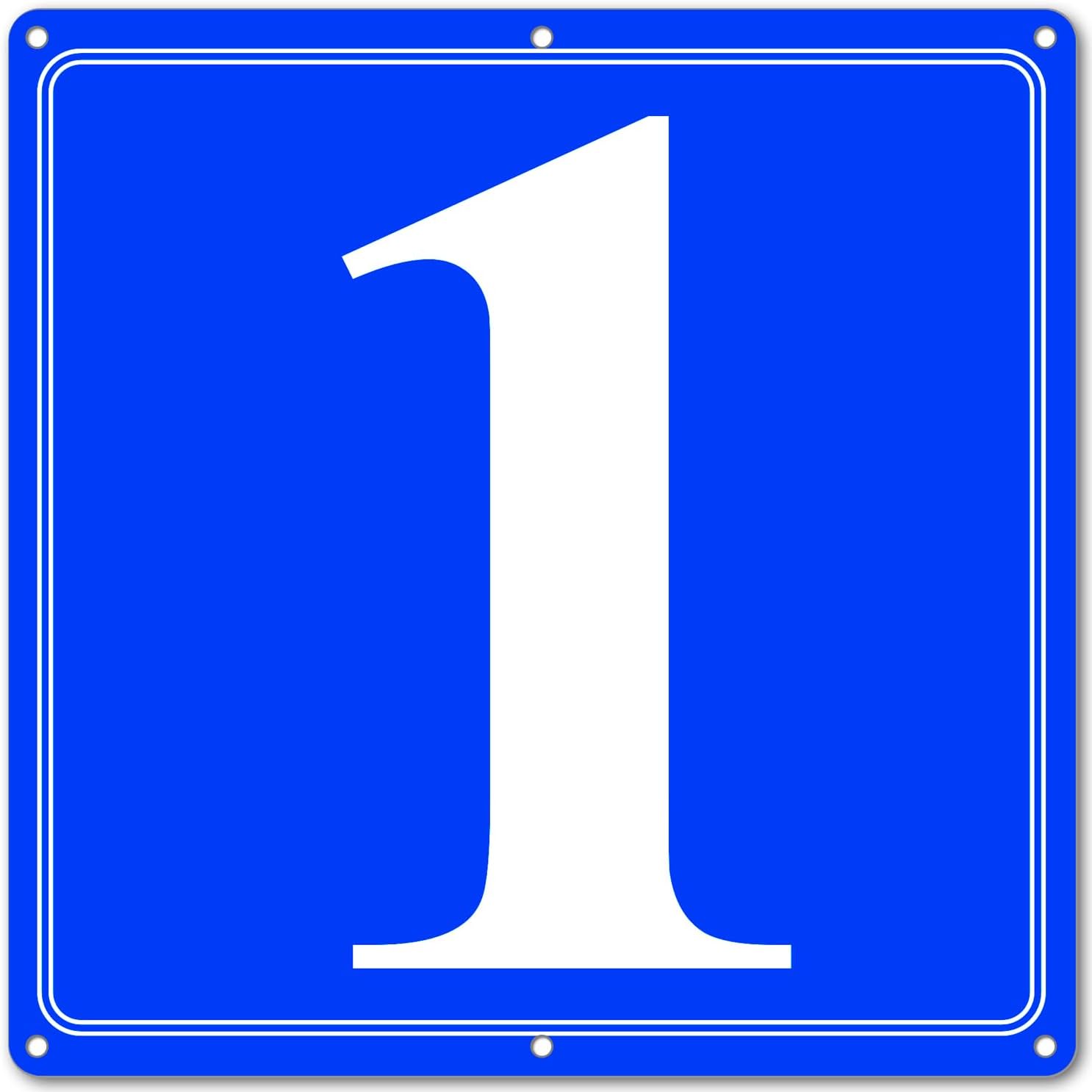 Premium Aluminum Number Signs 1, Metal 12" X 12" Blue Numbered Signs Outdoor for Parking Lots, Floor, Dock, Court, Aisle, Field, High Visibility, No Fade, Weather-resistant