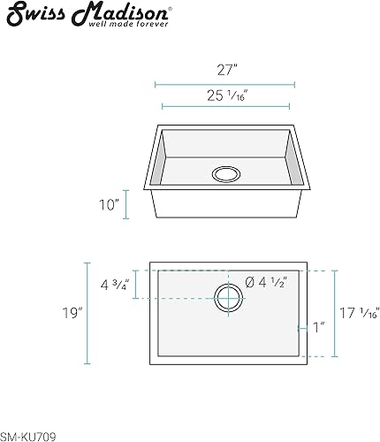 Miniatura 9 de Swiss Madison Well Made Forever SM-KU709 Fregadero empotrado, acero inoxidable