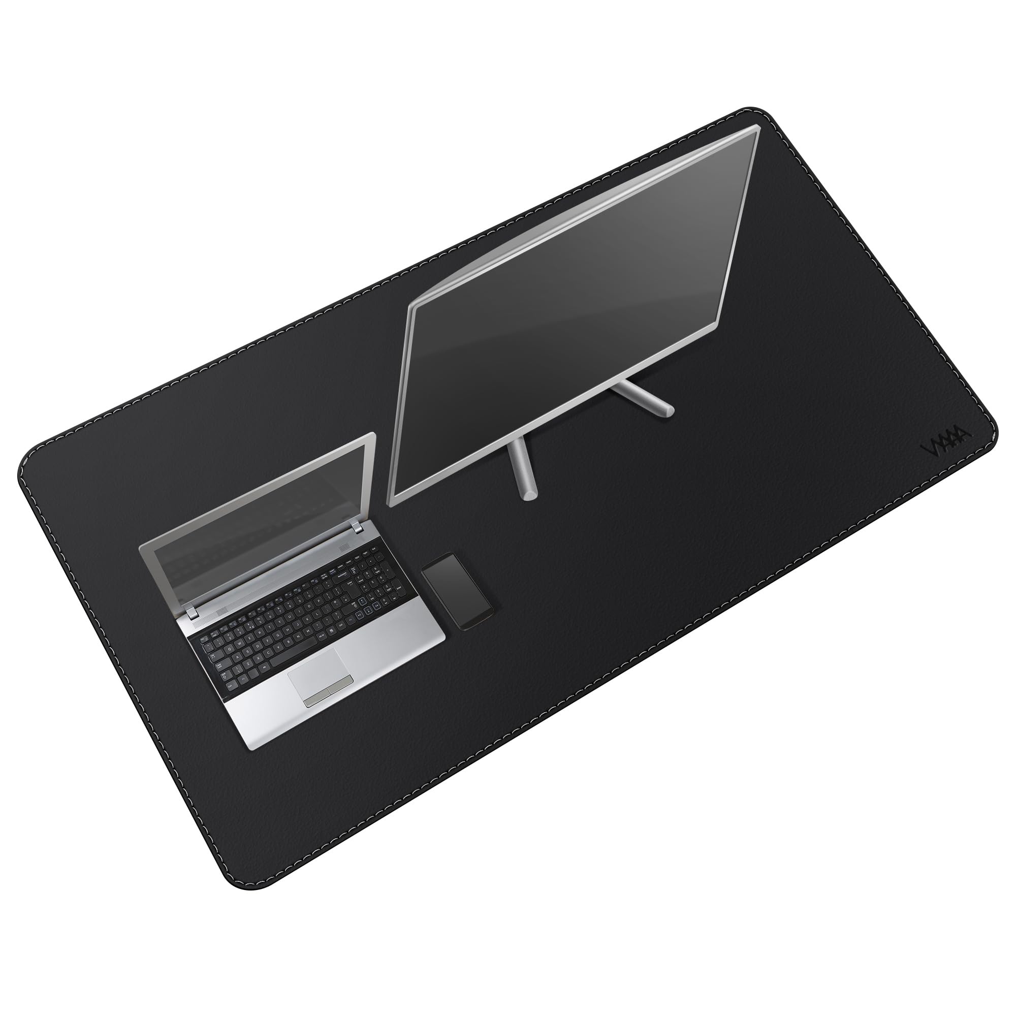 VYAAA Leather Desk Mat, 51"×27.5" Large Mouse Pad, Desktop Protector for Desk, Multifunctional Keyboard Mouse Pad for Home or Office (Black)