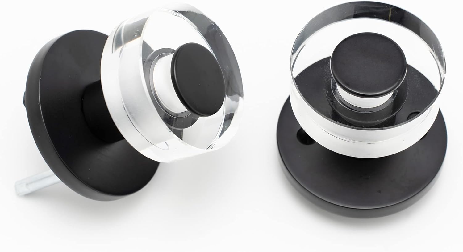 Linkaa Mattle black Crystals Door Lock, Privacy with Lock Glass Door Handles Door Knob, Safe Door Knobs Indoor Black Door Knobs Door Handle with Lock (Passage (No Lock), Matte Black, 1 Pack) 1 Pack Passage (No Lock) Matte Black