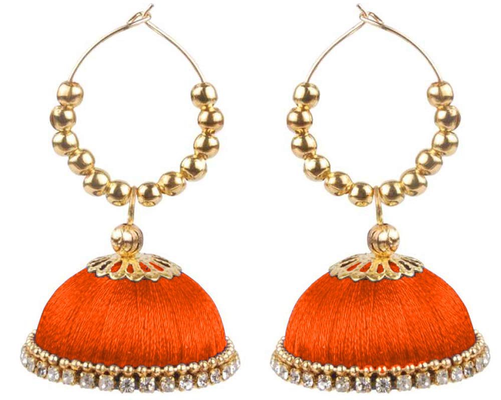 Orange Hoop Earring with Pearl Accent