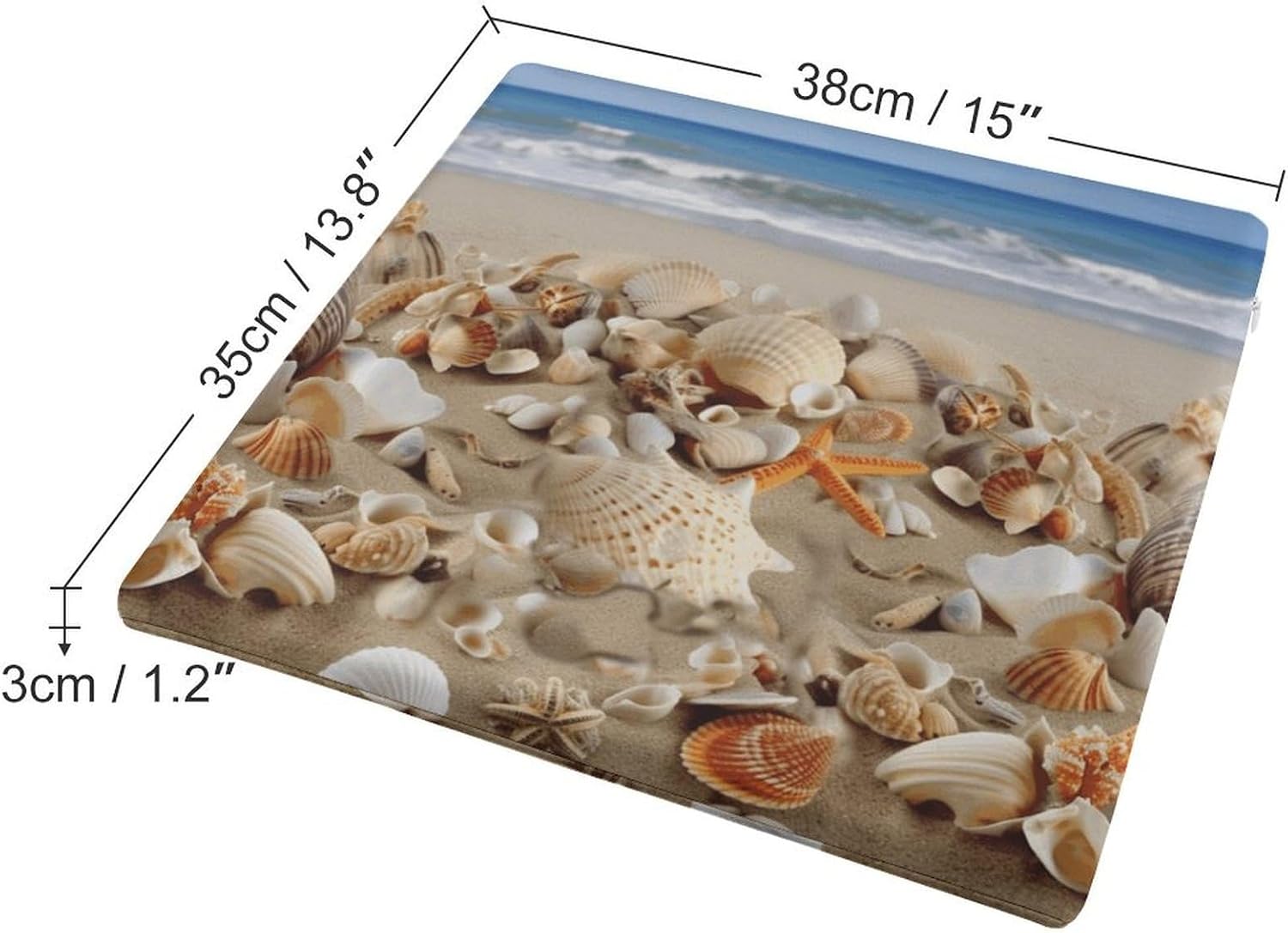 Beach Shells Chair Cushion Memory Foam Breathable Chair Pads Square Large Pillows Seating Comfort Meditation Floor Pillow Car Seat Cushion for Indoor/Outdoor Chairs
