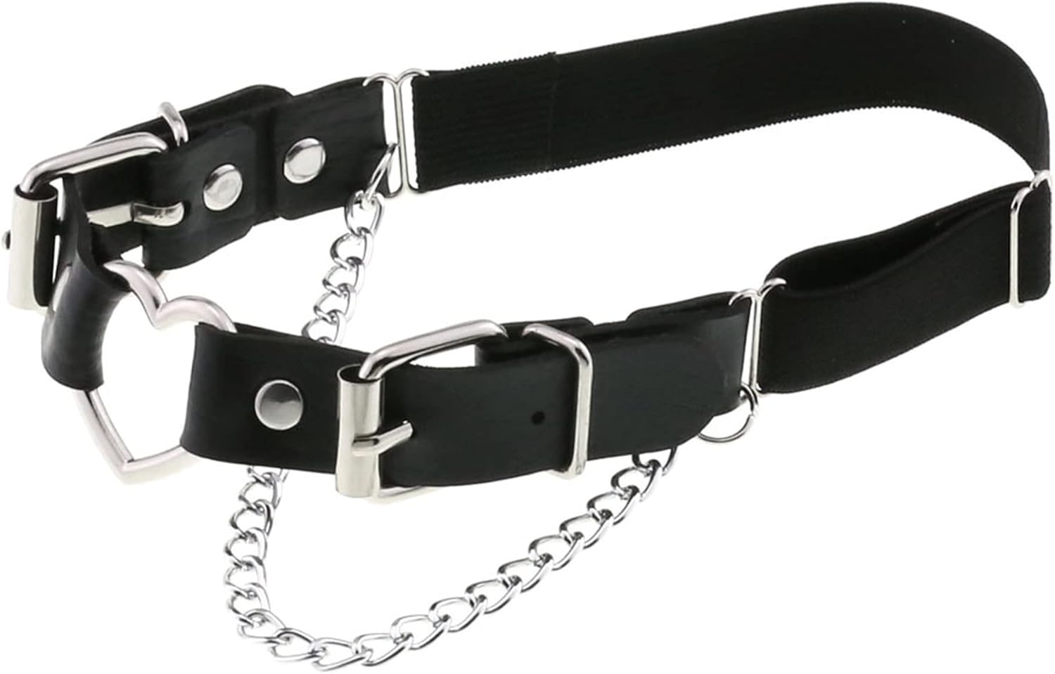 YunPeng Women's Adjustable Leather Leg Garter Belt,Gothic Heart with Chains Leg Thigh Elastic Garter 2PCs - Image 4