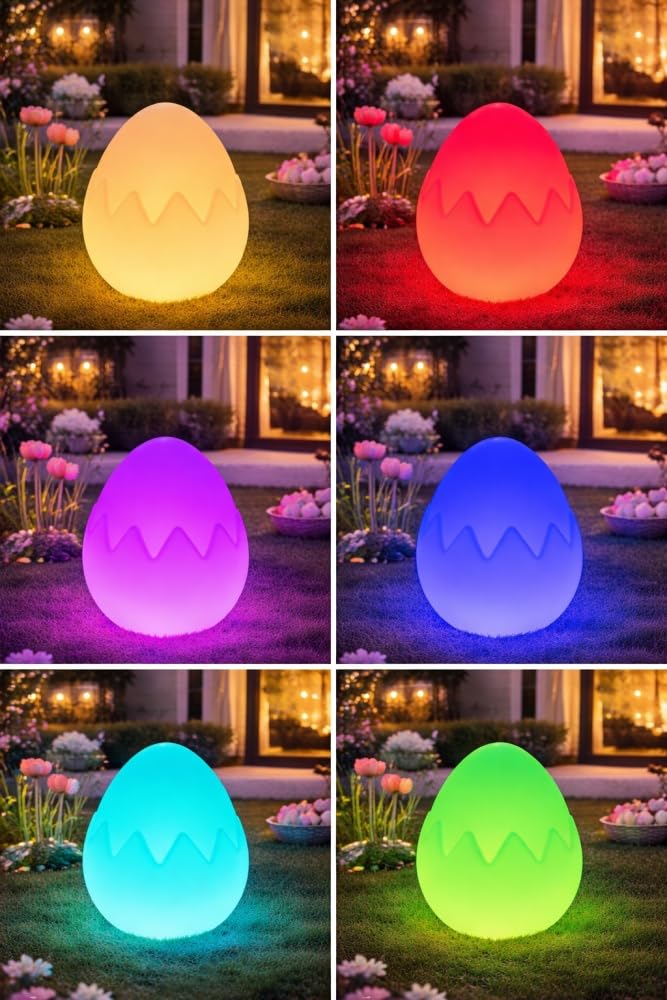 MeLiTec Solar Osterei LED MagicFlow RGBIC, fließende Farbverläufe, Fernbedienung, Gartenleuchte außen, IP44, Deko Licht für Garten, Terrasse & Balkon