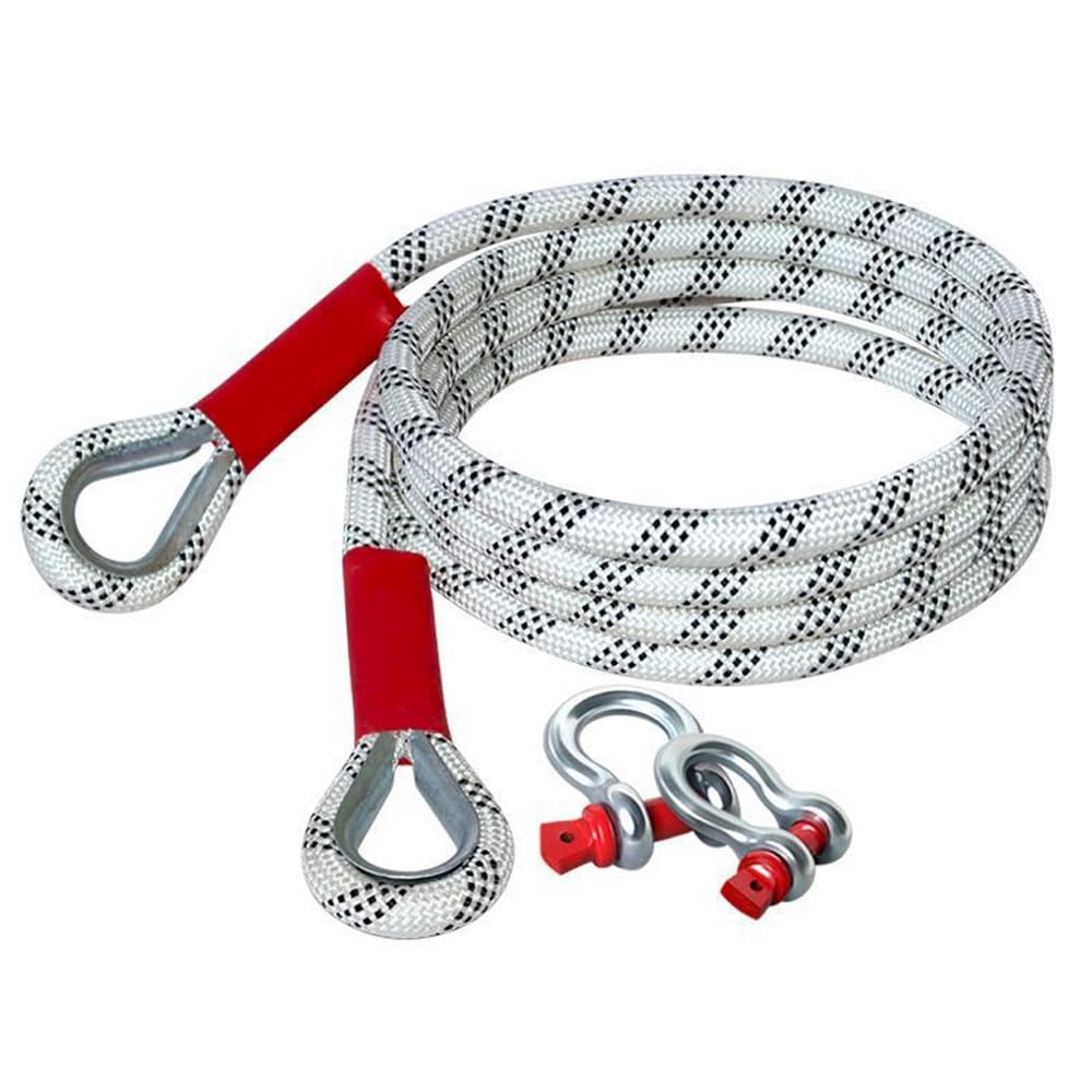 Corda di traino per recupero cinetico Cinghie di traino da 1" x 16 piedi per impieghi gravosi (11.000 libbre) con 2 grilli ad anello, fune in nylon per camioncino 4WD SUV ATV UTV (5m5t)