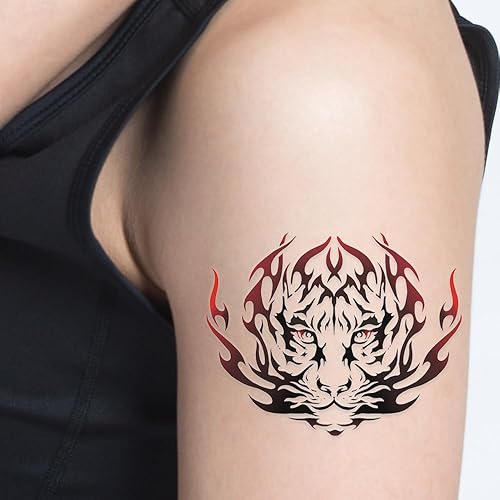 25 sheets animal head tattoos,Including tigers, lions, wolves, eagles, elephants, etcTemporary Tatoos For Women Men Adults Body Art Forearm Arm Leg