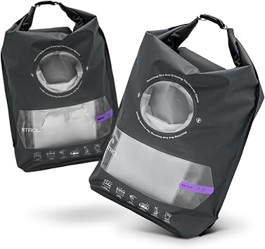 ETROL Wash Bag Portable Washing Machine, Lightweight Manual Washing Machine for Travel, Camping, Laundry, Baby Clothes, Non-Electric, With Bottom Water Outlet and Compartment - L, Gray,2PCS